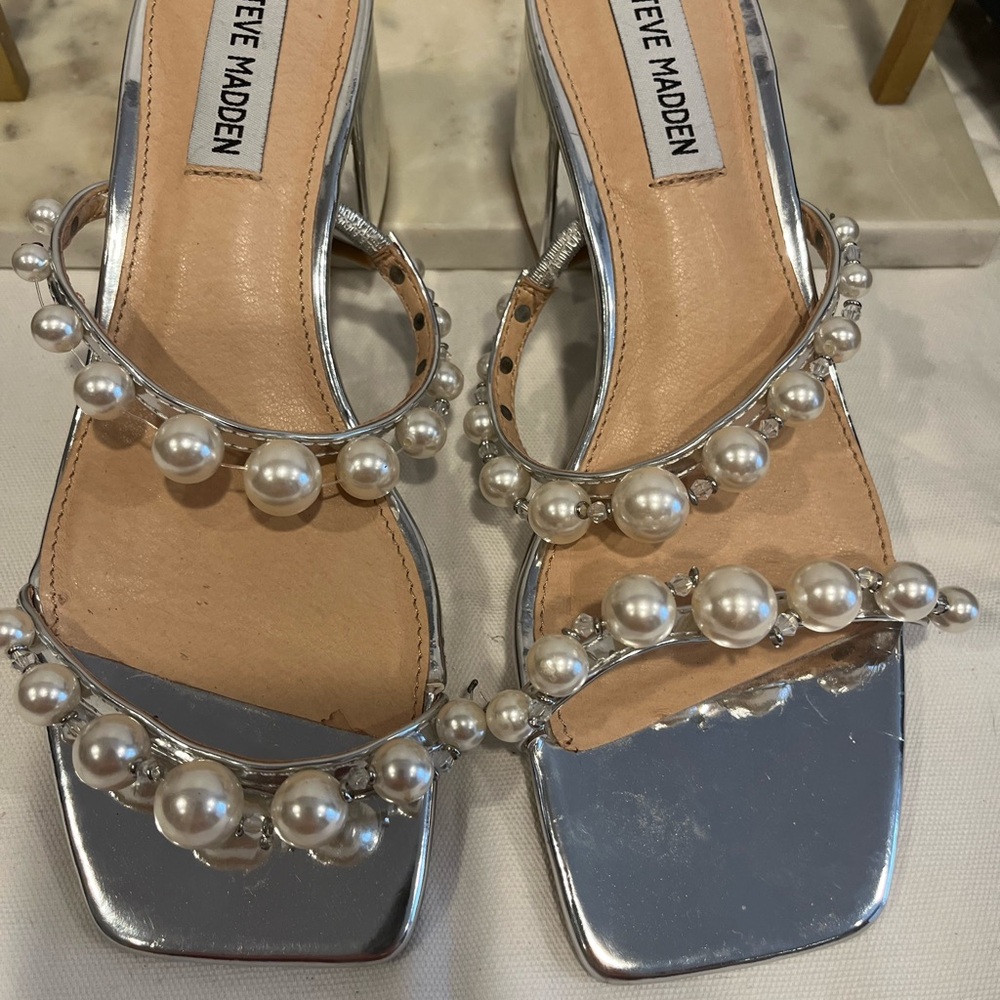 Freebird by Steven Silver Sandals with Pearl Embellishments